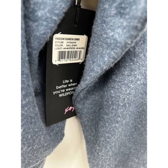 Wildfox Sweatshirt Women's Freedom Rainbow Pullover Stretch Blue Size L New - Picture 5 of 8